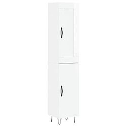 Maison Chic Buffet,Meuble de Rangement,commode pour salon,Cuisine Blanc brillant 34,5x34x180 cm Bois d'ingénierie -MN25372