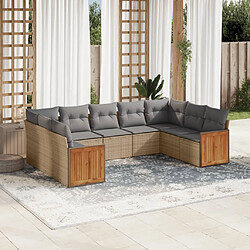 Maison Chic Salon de jardin avec coussins 9 pcs | Ensemble de Table et chaises | Mobilier d'Extérieur beige résine tressée -GKD97980