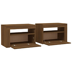 Acheter vidaXL Tables de chevet 2 pcs avec LED chêne marron 60x35x40 cm