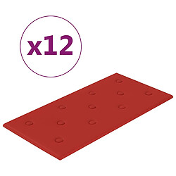 vidaXL Panneaux muraux 12pcs Rouge bordeaux 60x30 cm Similicuir 2,16m²