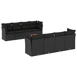 Maison Chic Ensemble Tables et chaises d'extérieur 9 pcs avec coussins,Salon de jardin noir résine tressée -GKD415409