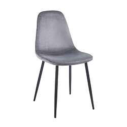 Hooma Lot de 4 chaises scandinaves confortables en velours et métal - Gris pas cher