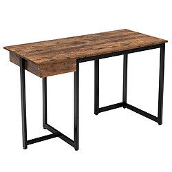 Helloshop26 Bureau d'ordinateur 120cm tiroir cadre en métal repose-pieds réglables bureau moderne station de travail pour ordinateur portable café 20_0004829