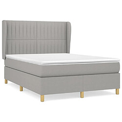 vidaXL Sommier à lattes de lit avec matelas Gris clair 140x190cm Tissu