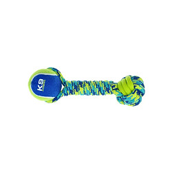 ZEUS Corde avec balle de tennis haltere 31 cm - Bleu et vert - Pour chien 