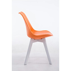 Avis Decoshop26 Chaise de salle à manger x1 design scandinave en PVC et plastique orange et piètement à 4 pieds en bois blanc 10_0003308