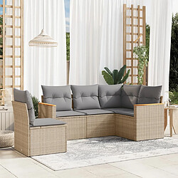 vidaXL Salon de jardin avec coussins 5 pcs beige résine tressée 