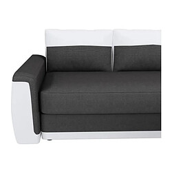 Acheter JAMES Canape dangle convertible 3 places + Coffre de rangement - Simili blanc et tissu gris anthracite - L 230 x P 142 cm