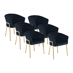 Lot de 6 chaises avec accoudoirs en velours et métal doré - Noir - ZAOVA de Pascal MORABITO 