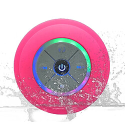 Wewoo Enceinte Bluetooth étanche BTS-08 Haut-parleur sans fil Led Radio FM Subwoofer Colonne carte Micro SD Ventouse Mini de Douche Rose 