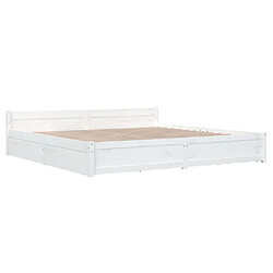 Avis vidaXL Cadre de lit sans matelas avec tiroirs blanc 200x200 cm