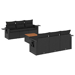 Maison Chic Ensemble Tables et chaises d'extérieur 7pcs avec coussins,Salon de jardin noir résine tressée -GKD509121