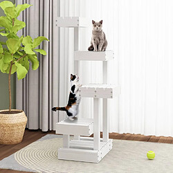 Avis Arbre à chat,niche pour chat Blanc 45,5x49x103 cm Bois de pin massif -MN21677