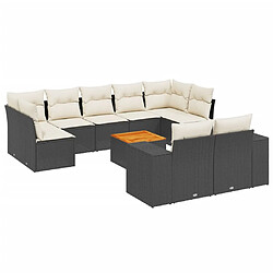 Maison Chic Salon de jardin 10 pcs avec coussins, Ensemble Tables et chaises d'extérieur noir résine tressée -GKD122382