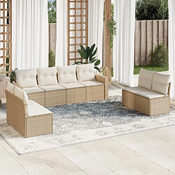 vidaXL Salon de jardin avec coussins 8 pcs beige résine tressée