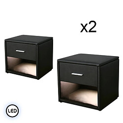 Meubler Design Chevet Led Vendu Par Deux Leva Noir 