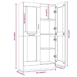 vidaXL Armoire à vitrine Sonoma gris 82,5x30,5x150cm Bois d'ingénierie pas cher