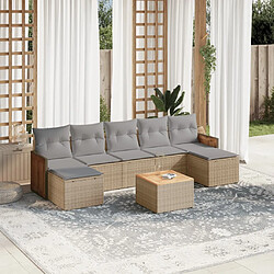 vidaXL Salon de jardin avec coussins 8 pcs beige résine tressée