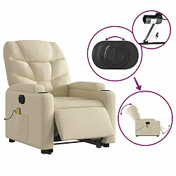 Maison Chic Fauteuil Relax pour salon, Fauteuil inclinable de massage électrique Crème Tissu -GKD81498 pas cher