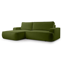 Bestmobilier Nessino - canapé d'angle gauche 4 places - convertible avec coffre - en tissu texturé Nessino - canapé d'angle gauche 4 places - convertible avec coffre - en tissu texturé - Vert