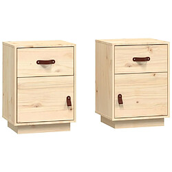 vidaXL Tables de chevet 2 pcs 40x34x55 cm Bois de pin massif