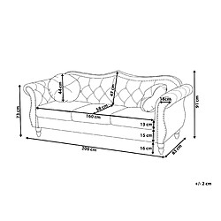 Beliani Canapé Chesterfield 3 places en velours bleu SKIEN