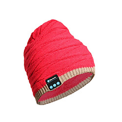 YP Select Bonnet en tricot Automne et Hiver Casual Fish Pattern Hat Appel sans fil Musique Bluetooth 5.0 Headset Hat-Rouge 