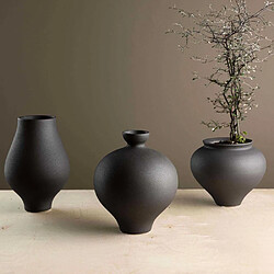 Venture Home Vase en grès Rellis 6x24 cm noir.