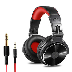 General Casque filaire sur l'oreille Hi-Res Studio Monitor & Mixing DJ Stereo Headsets avec pilotes en néodyme de 1,9 pouces et prise audio 1/4 à 0,1 pouce pour ordinateur enregistrement piano guitare(rouge) 