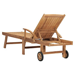 Helloshop26 Transat chaise longue bain de soleil lit de jardin terrasse meuble d'extérieur bois de teck solide 02_0012713 pas cher