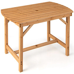 Helloshop26 Table de salle à manger extérieure en bois de sapin pour 4-6 personnes pour pelouse jardin intérieur charge 180 kg naturel 20_0009438