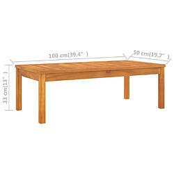 vidaXL Table basse 100x50x33 cm bois d'acacia massif pas cher