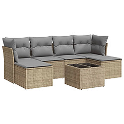 vidaXL Salon de jardin avec coussins 7 pcs beige résine tressée