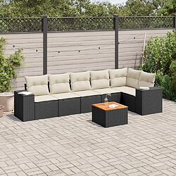 Maison Chic Ensemble Tables et chaises d'extérieur 7pcs avec coussins,Salon de jardin noir résine tressée -GKD870799