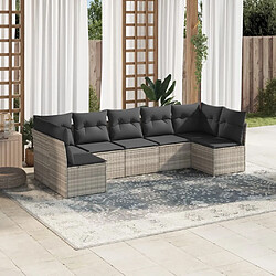 vidaXL Salon de jardin avec coussins 7 pcs gris clair résine tressée 