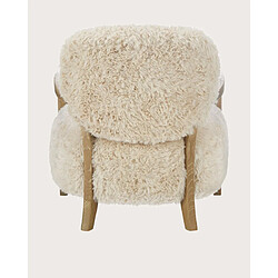 UNIQKA Anna - Fauteuil en bois massif et véritable peau de mouton pas cher