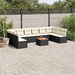 vidaXL Salon de jardin 11 pcs avec coussins noir résine tressée