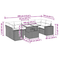 vidaXL Salon de jardin avec coussins 8 pcs beige résine tressée pas cher