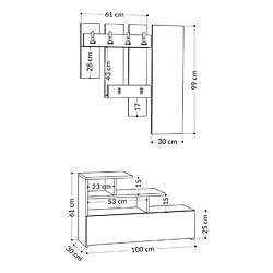 Avis Concept Usine MESTY - Meuble d'entrée blanc avec porte manteau, rangement et miroir