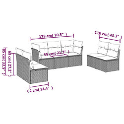 Avis vidaXL Salon de jardin avec coussins 7 pcs marron résine tressée