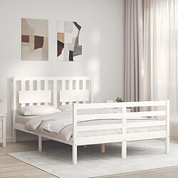 Maison Chic Cadre/structure de lit avec tête de lit pour adulte - Lit Moderne Chambre blanc double bois massif -MN27769