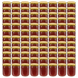 vidaXL Pots à confiture avec couvercle doré 96 pcs Verre 230 ml