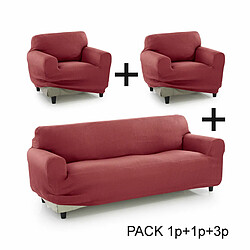 Housse de canapé Sofakover Pocket Trio Romeo 3 Unités - Fuchsia