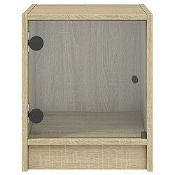 Maison Chic Table de chevet | Table de nuit avec porte en verre chêne sonoma 35x37x42 cm -GKD22061 pas cher