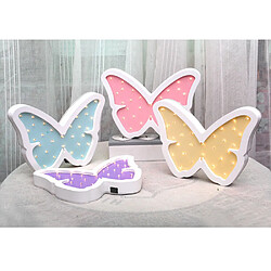 Universal Lanterne papillon Lampe en bois, Lampe lumineuse pour dormir, Décoration murale peu profonde d'humeur pour la chambre/salon, (violet)