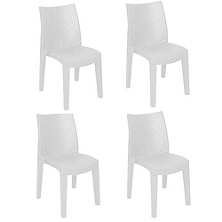 Alter Ensemble de 4 chaises empilables effet rotin, Made in Italy, couleur blanche, Dimensions 48 x 86 x 55 cm