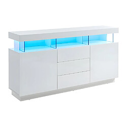 Acheter Vente-Unique Buffet 3 tiroirs et 2 portes avec LEDs en MDF - Blanc laqué - FABIO II