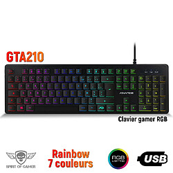 Spirit Of Gamers Clavier gamer ultra plat rétro éclairé RGB - Touches silencieuses 