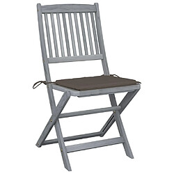 Maison Chic Lot de 2 Chaises pliables d'extérieur avec coussins | Chaises de jardin | Fauteuil Relax Bois d'acacia -GKD45329