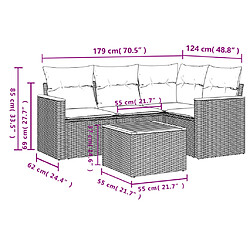 Avis vidaXL Salon de jardin avec coussins 5 pcs beige résine tressée